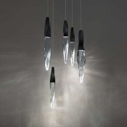 Schonbek Beyond Kindjal 5 Light 17" Wide Switchable Color Temperature LED Optic Crystal Multi Pendant
