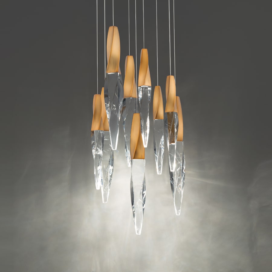 Schonbek Beyond Kindjal 9 Light 17" Wide Switchable Color Temperature LED Optic Crystal Multi Pendant