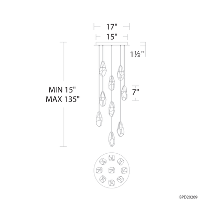 Schonbek Beyond Martini 17" Wide LED Optic Haze Crystal 9 Light Pendant