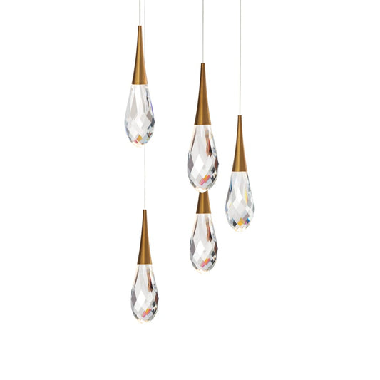 Schonbek Beyond Hibiscus 5 Light 17" Wide Switchable Color Temperature LED Faceted Crystal Multi Pendant Light