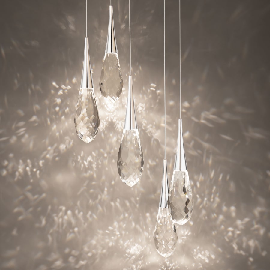 Schonbek Beyond Hibiscus 5 Light 17" Wide Switchable Color Temperature LED Faceted Crystal Multi Pendant Light