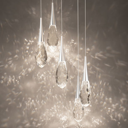 Schonbek Beyond Hibiscus 5 Light 17" Wide Switchable Color Temperature LED Faceted Crystal Multi Pendant Light