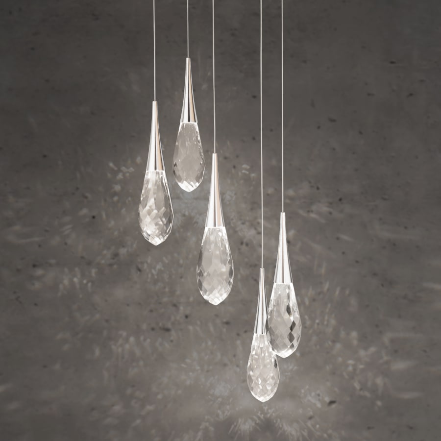 Schonbek Beyond Hibiscus 5 Light 17" Wide Switchable Color Temperature LED Faceted Crystal Multi Pendant Light