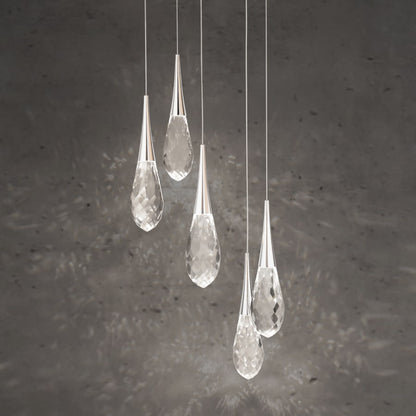 Schonbek Beyond Hibiscus 5 Light 17" Wide Switchable Color Temperature LED Faceted Crystal Multi Pendant Light