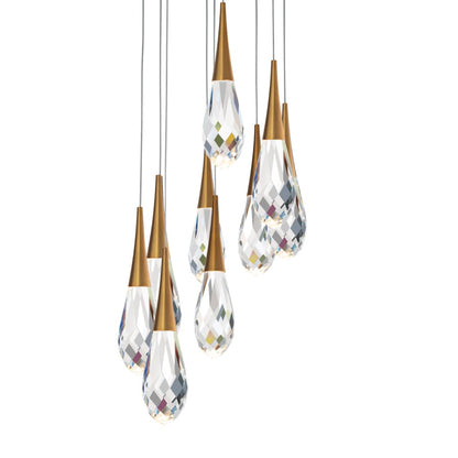 Schonbek Beyond Hibiscus 9 Light 17" Wide Switchable Color Temperature LED Faceted Crystal Multi Pendant Light