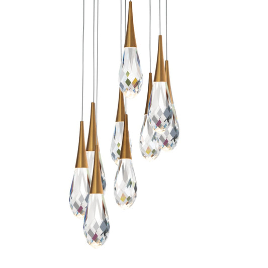 Schonbek Beyond Hibiscus 9 Light 17" Wide Switchable Color Temperature LED Faceted Crystal Multi Pendant Light