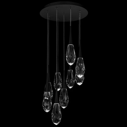 Schonbek Beyond Hibiscus 9 Light 17" Wide Switchable Color Temperature LED Faceted Crystal Multi Pendant Light