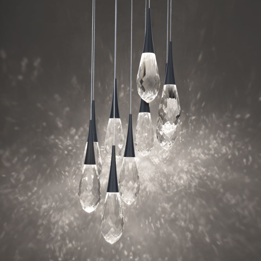 Schonbek Beyond Hibiscus 9 Light 17" Wide Switchable Color Temperature LED Faceted Crystal Multi Pendant Light