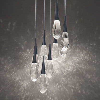 Schonbek Beyond Hibiscus 9 Light 17" Wide Switchable Color Temperature LED Faceted Crystal Multi Pendant Light