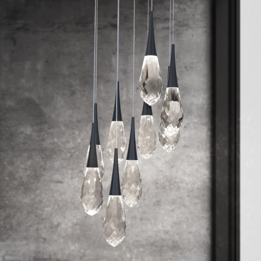 Schonbek Beyond Hibiscus 9 Light 17" Wide Switchable Color Temperature LED Faceted Crystal Multi Pendant Light