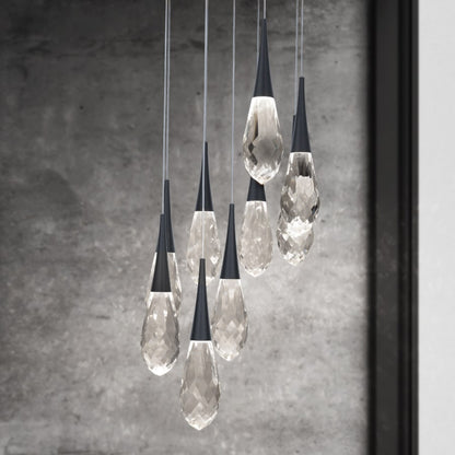 Schonbek Beyond Hibiscus 9 Light 17" Wide Switchable Color Temperature LED Faceted Crystal Multi Pendant Light