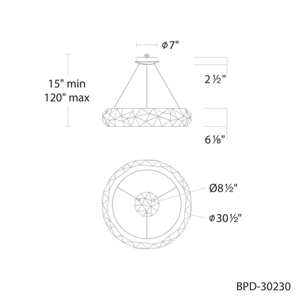 Schonbek Beyond Mosaic 31" Wide Switchable Color Temperature LED Crystal Accented Drum Pendant