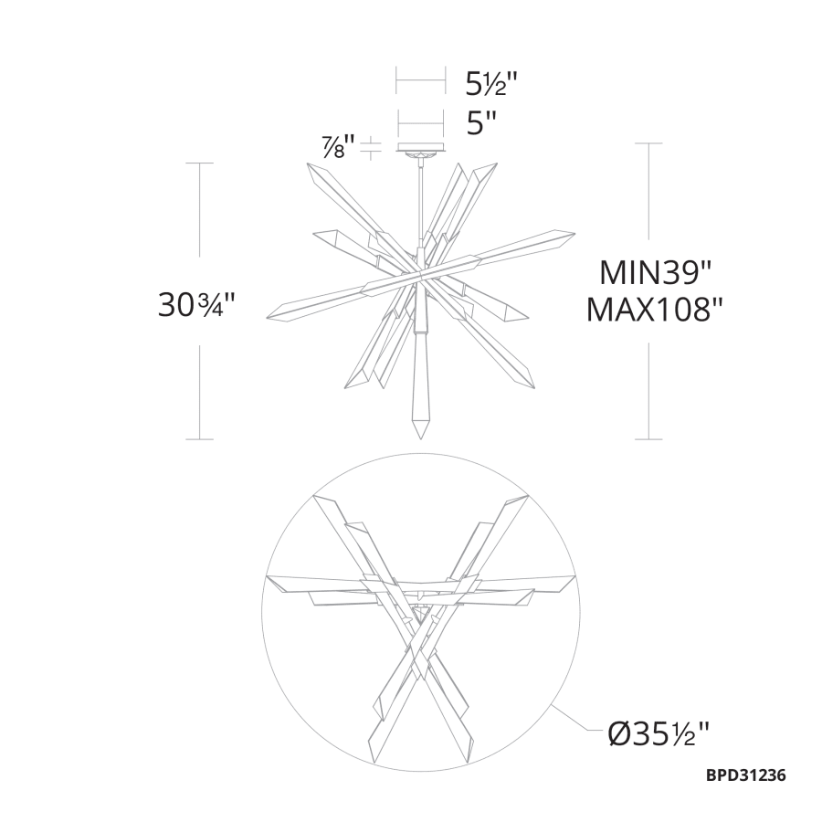 Schonbek Beyond Solitude 36" Wide Switchable Color Temperature LED Quartz Crystal Pendant