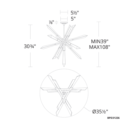 Schonbek Beyond Solitude 36" Wide Switchable Color Temperature LED Quartz Crystal Pendant