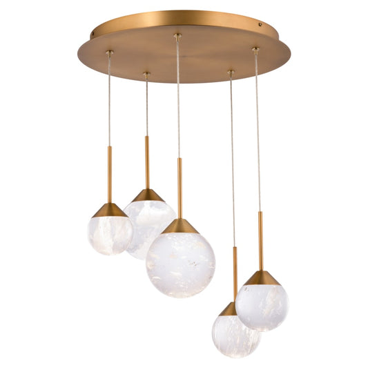 Schonbek Beyond Quest 17" Wide LED Crystal Multi Light Pendant with Clear Optic Haze Crystal