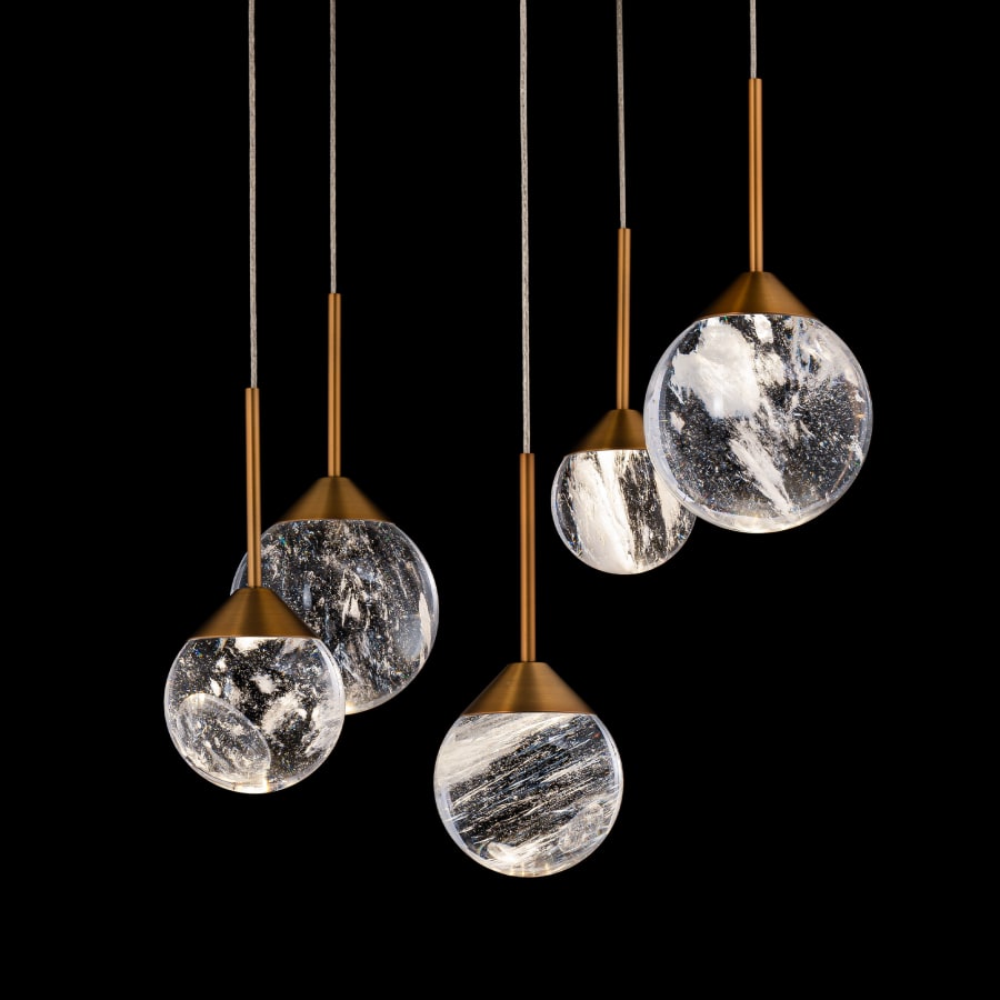 Schonbek Beyond Quest 17" Wide LED Crystal Multi Light Pendant with Clear Optic Haze Crystal