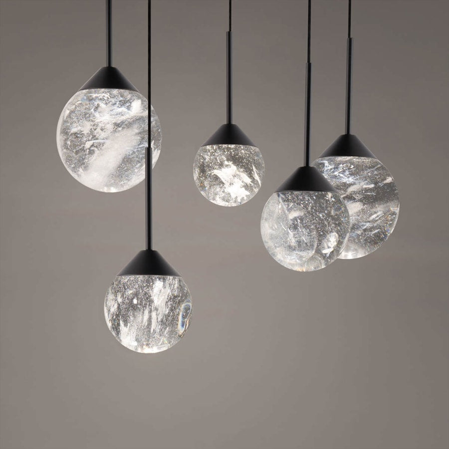 Schonbek Beyond Quest 17" Wide LED Crystal Multi Light Pendant with Clear Optic Haze Crystal
