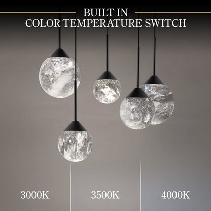 Schonbek Beyond Quest 17" Wide LED Crystal Multi Light Pendant with Clear Optic Haze Crystal