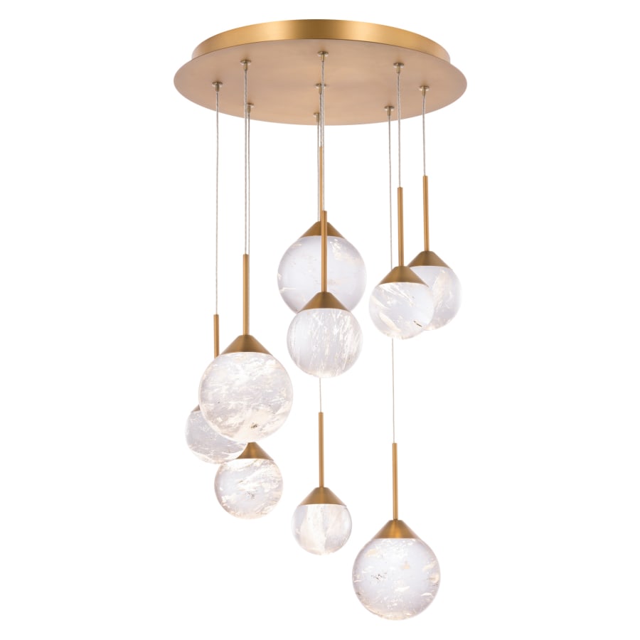 Schonbek Beyond Quest 17" Wide LED Crystal Multi Light Pendant with Clear Optic Haze Crystal