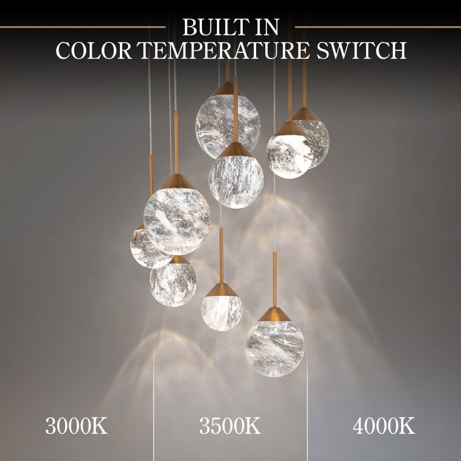 Schonbek Beyond Quest 17" Wide LED Crystal Multi Light Pendant with Clear Optic Haze Crystal