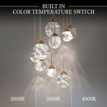 Schonbek Beyond Quest 17" Wide LED Crystal Multi Light Pendant with Clear Optic Haze Crystal
