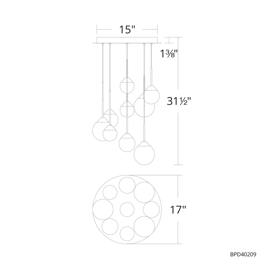 Schonbek Beyond Quest 17" Wide LED Crystal Multi Light Pendant with Clear Optic Haze Crystal