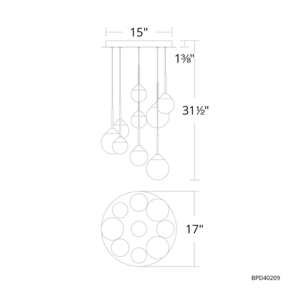 Schonbek Beyond Quest 17" Wide LED Crystal Multi Light Pendant with Clear Optic Haze Crystal