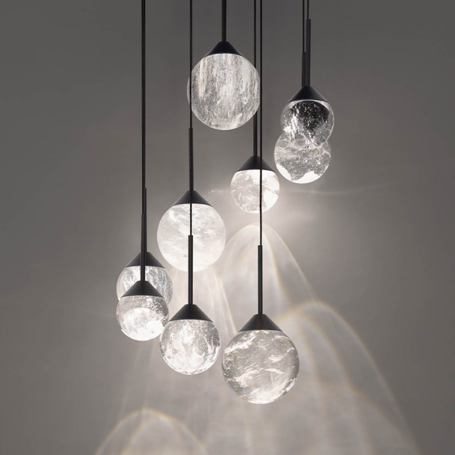 Schonbek Beyond Quest 17" Wide LED Crystal Multi Light Pendant with Clear Optic Haze Crystal