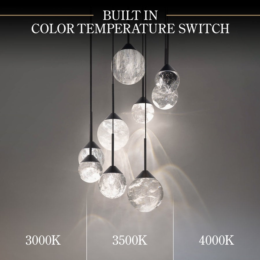 Schonbek Beyond Quest 17" Wide LED Crystal Multi Light Pendant with Clear Optic Haze Crystal