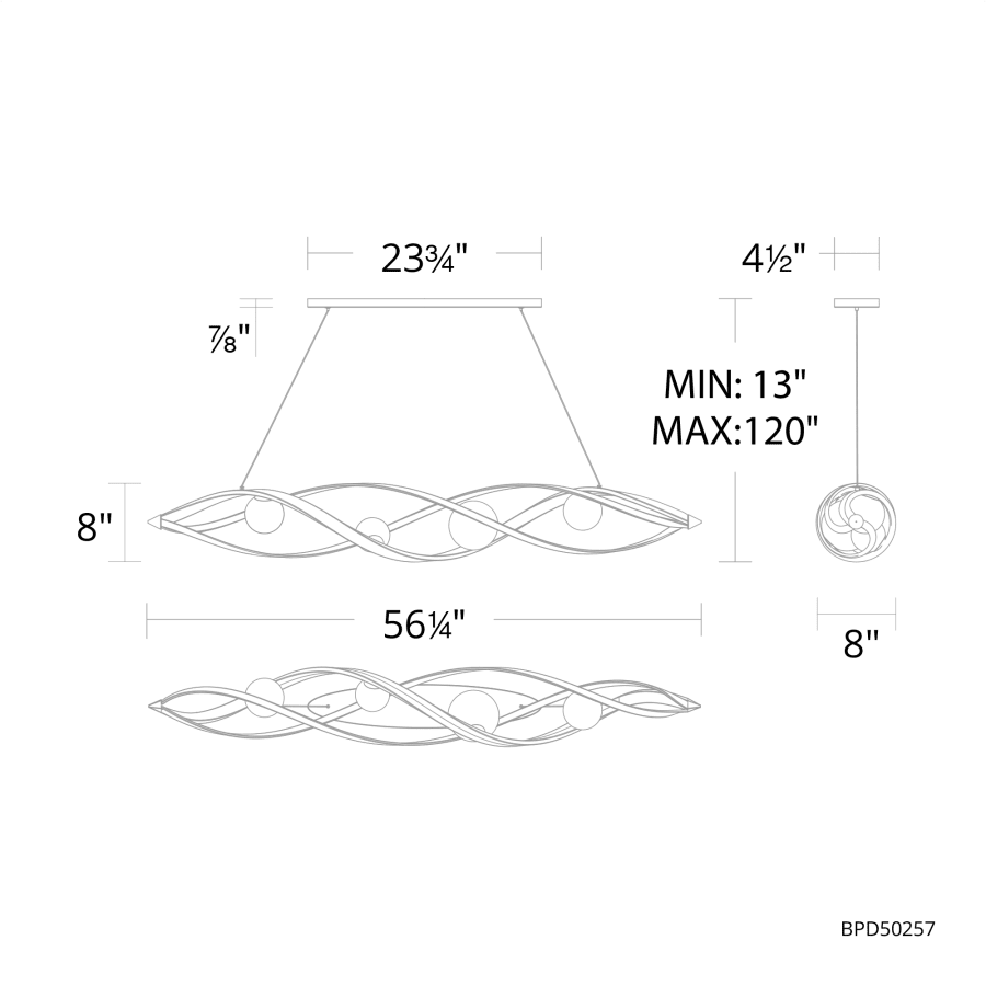 Schonbek Beyond Slipstream 57" Wide LED Crystal Linear Pendant