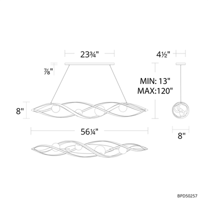 Schonbek Beyond Slipstream 57" Wide LED Crystal Linear Pendant