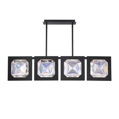 Schonbek Beyond Enchante 43" Wide LED Crystal Linear Pendant with Clear Optic Haze Crystal