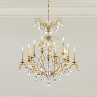 Schonbek Renaissance Nouveau 12 Light 32" Wide Crystal Chandelier with Clear Heritage Crystal Accents