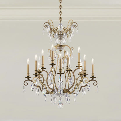 Schonbek Renaissance Nouveau 12 Light 32" Wide Crystal Chandelier with Clear Heritage Crystal Accents