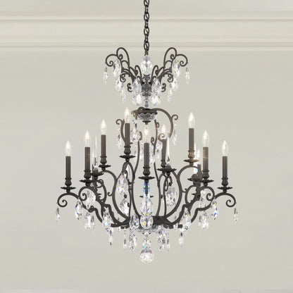 Schonbek Renaissance Nouveau 12 Light 32" Wide Crystal Chandelier with Clear Heritage Crystal Accents