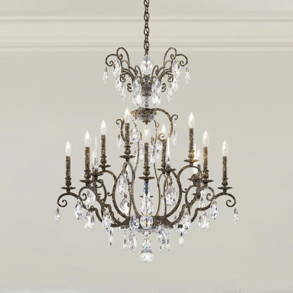 Schonbek Renaissance Nouveau 12 Light 32" Wide Crystal Chandelier with Clear Heritage Crystal Accents
