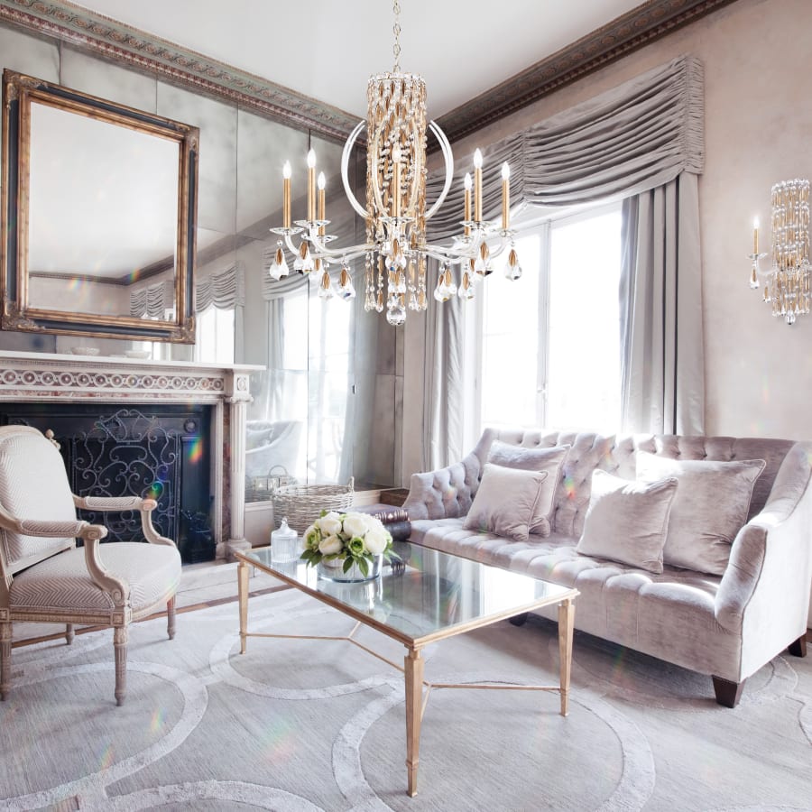 Schonbek Sarella 6 Light 25" Wide Crystal Chandelier with Heritage Crystals