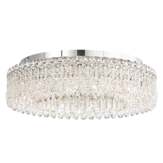 Schonbek Sarella 12 Light 24" Wide Flush Mount Drum Ceiling Fixture with Heritage Crystals
