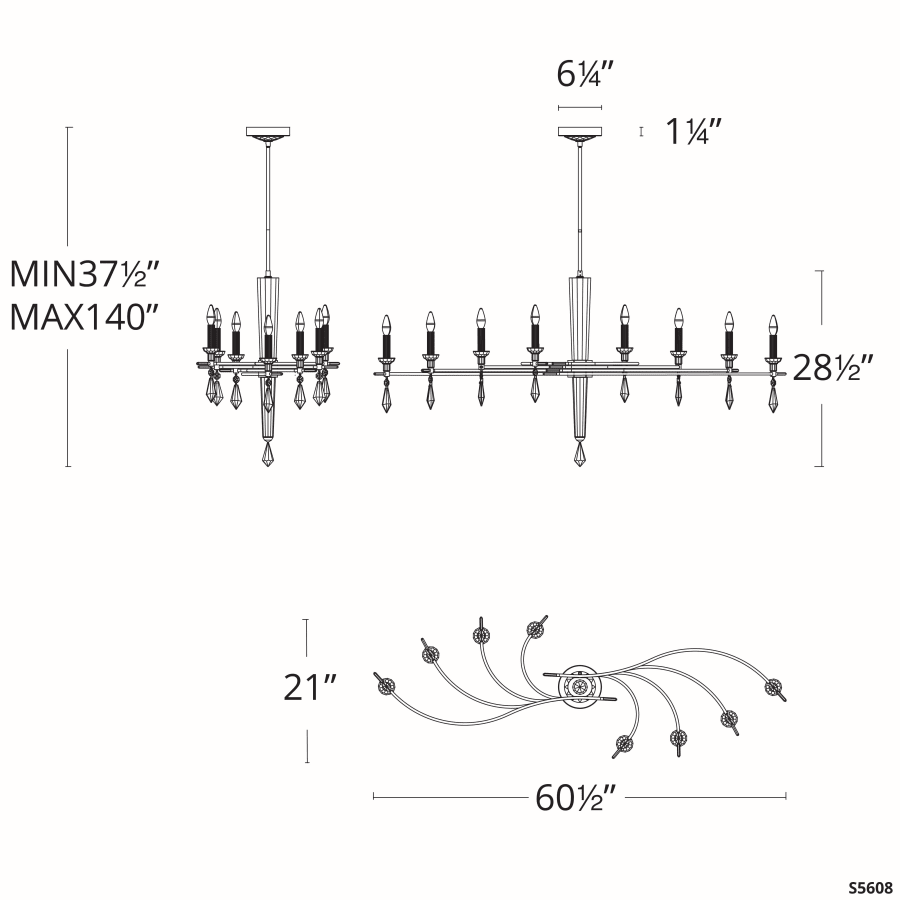 Schonbek Tempest 8 Light 61" Wide Crystal Candle Style Chandelier