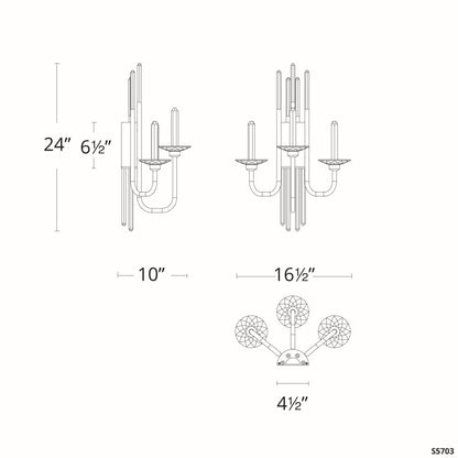 Schonbek Calliope 3 Light 24" Tall LED Wall Sconce