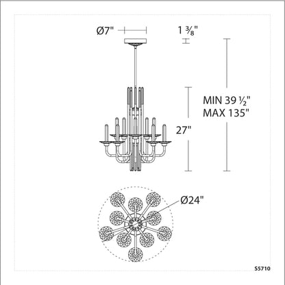 Schonbek Calliope 12 Light 24" Wide LED Crystal Candle Style Chandelier