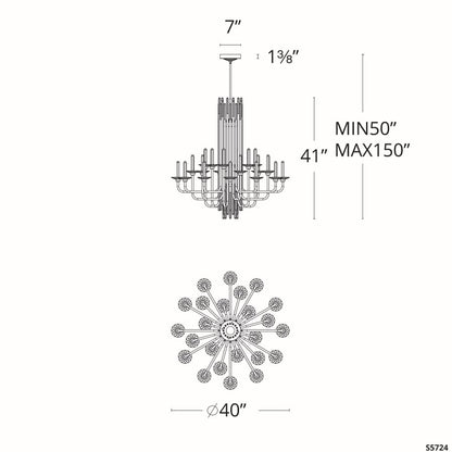 Schonbek Calliope 24 Light 40" Wide LED Crystal Candle Style Chandelier