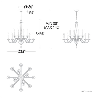 Schonbek Habsburg 12 Light 35" Wide Taper Candle Style Chandelier