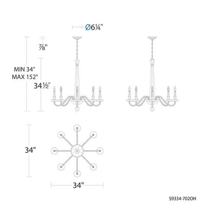 Schonbek Amadeus 8 Light 34" Wide Crystal Candle Style Chandelier