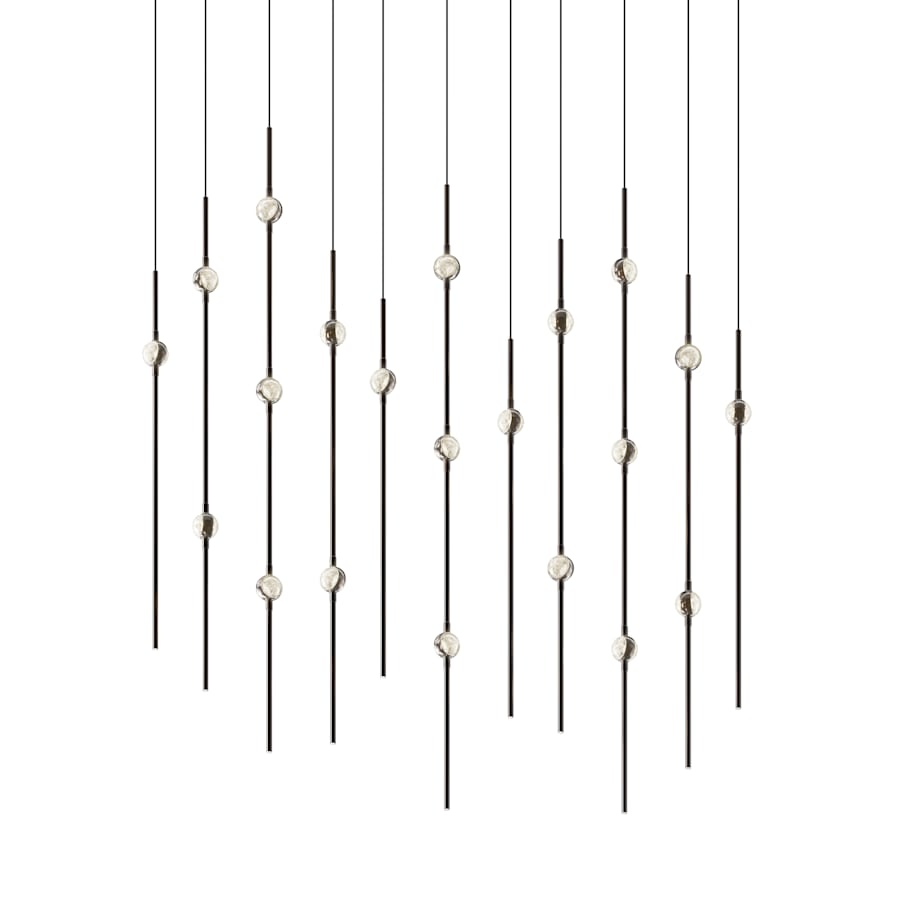 Sonneman Constellation 36" Wide LED Linear Pendant with Clear Faceted Acrylic Shades and 240" Cable - 3000K