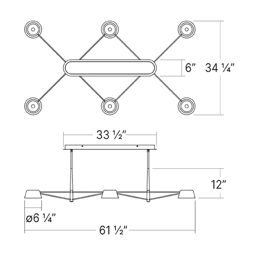 Sonneman Ray 68" Wide LED Linear Chandelier