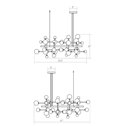 Sonneman Nebula 48 Light 61" Wide LED Abstract Chandelier