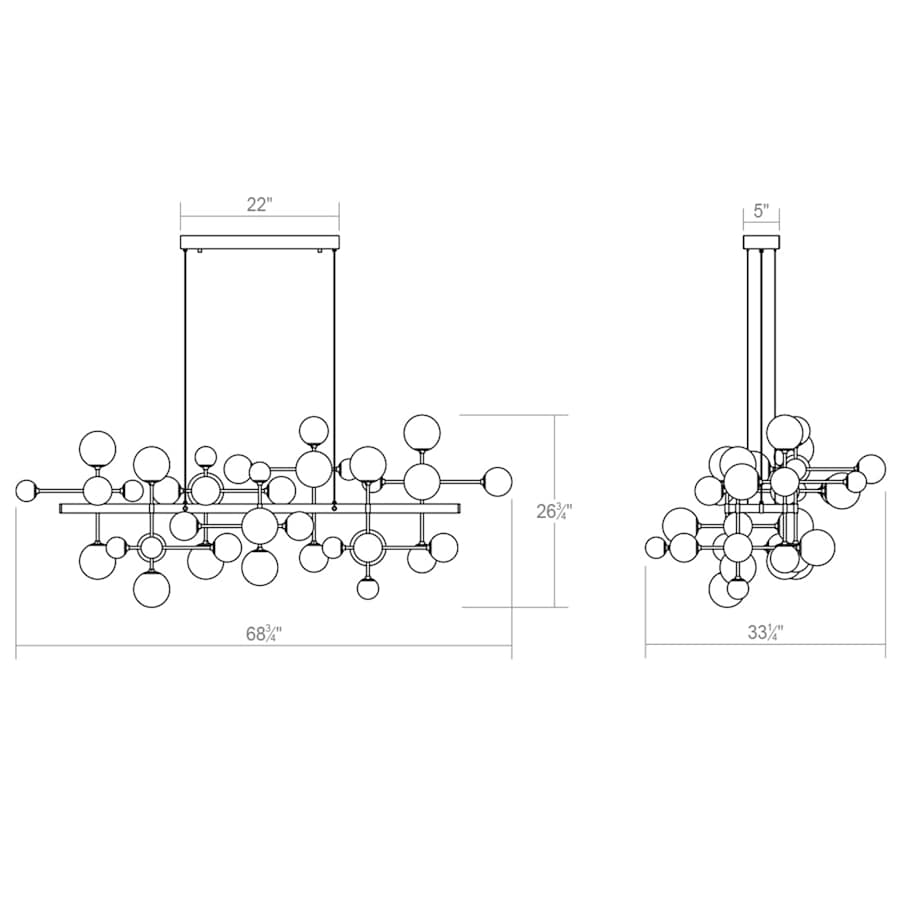 Sonneman Nebula 42 Light 69" Wide LED Abstract Chandelier