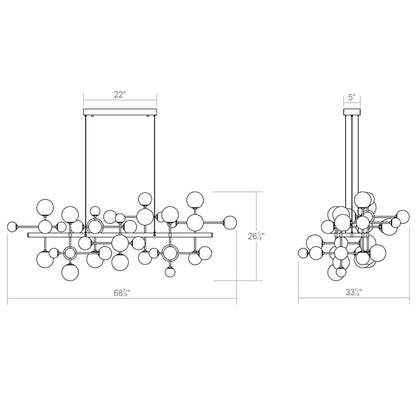 Sonneman Nebula 42 Light 69" Wide LED Abstract Chandelier