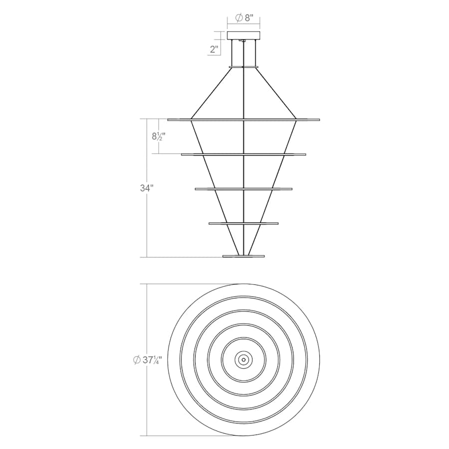 Sonneman Arctic Rings 5 Light 37" Wide LED Ring Chandelier